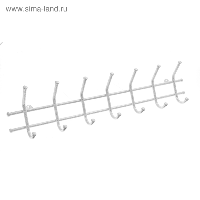 Вешалка настенная на 7 крючков ЗМИ «Норма-7», 70,5×16,5×8 см, цвет белое серебро - Фото 1