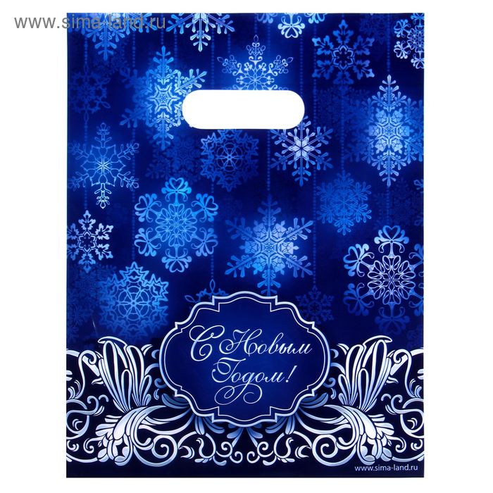 Пакет подарочный полиэтиленовый «Снежинки», 17 × 20 см - Фото 1