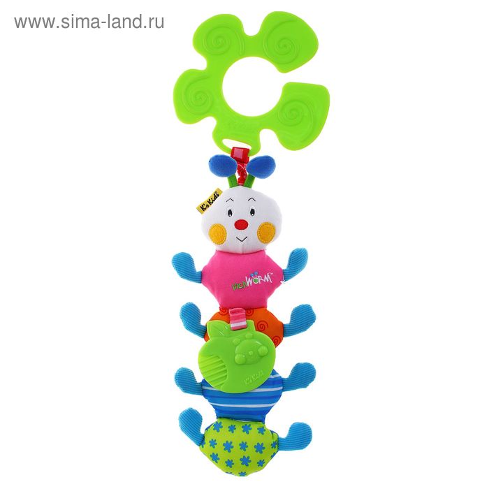 Развивающая игрушка-подвеска «Гусеничка» с погремушкой и пищалкой - Фото 1