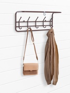 Вешалка настенная с полкой, 5 крючков, 60 см, коричневая - Фото 7