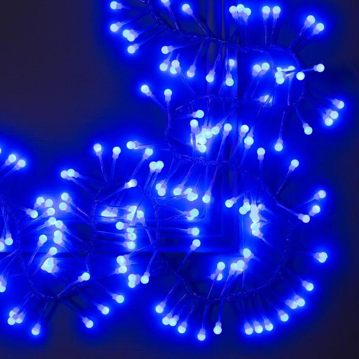 Гирлянда "Нить" уличная, УМС, мишура шарики 3 м, LED-288-220V фиксинг, нить прозрачная, свечение синее - Фото 1