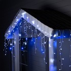 Гирлянда «Бахрома» 3 × 0.6 м, IP44, УМС, белая нить, 160 LED, свечение бело-синее, мигание, 220 В - фото 317875716