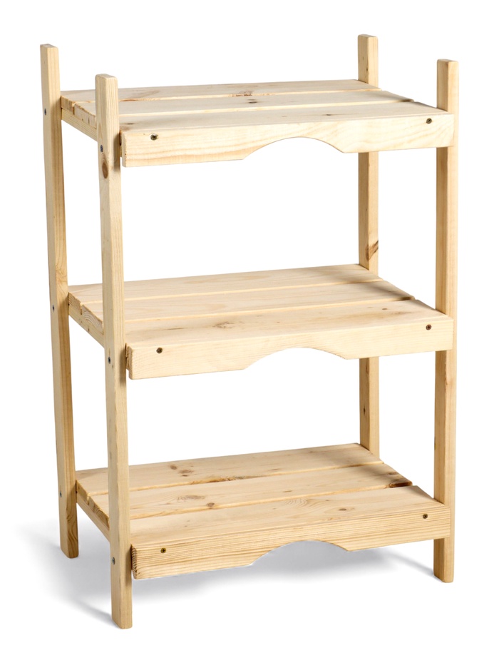 Стеллаж деревянный, 3 полки, 80×50×35 см, липа, напольный, «Добропаровъ»