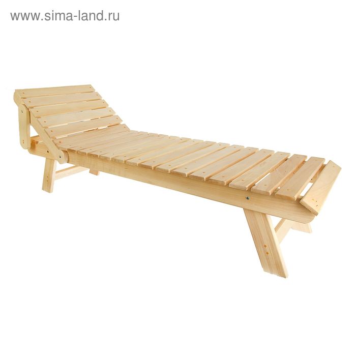 Шезлонг для бани и дачи, 180×55×44.5 см, деревянный, с регулируемой спинкой, «Добропаровъ» - Фото 1