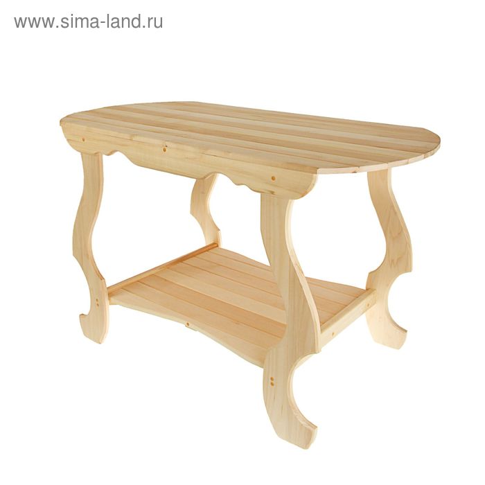 Стол с фигурными ножками с полкой 120х63х73 см, липа - Фото 1