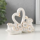 Фигурка керамика «Лебеди в цветах», белый, со стразами, 10×13.4×4.2 см - Фото 2