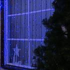 Гирлянда «Занавес» 2 × 9 м, IP44, УМС, тёмная нить, 1800 LED, свечение синее, 220 В - фото 2043463