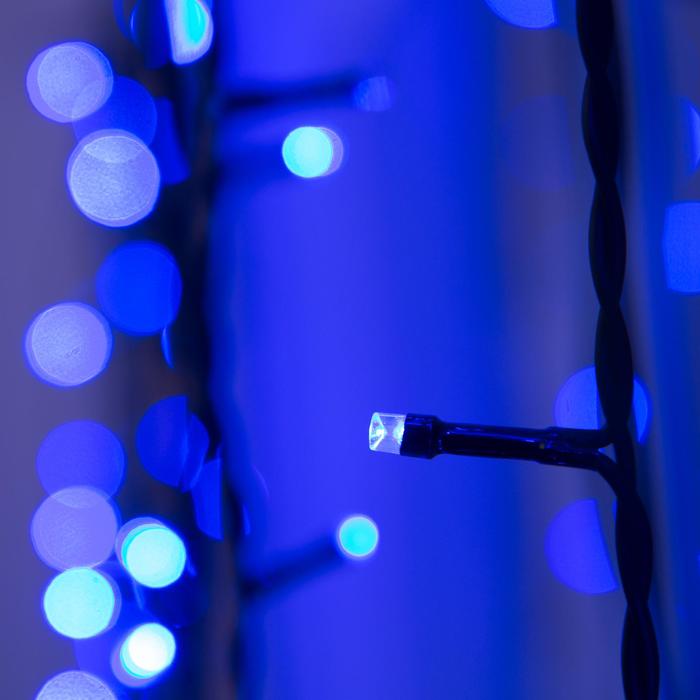Гирлянда «Занавес» 2 × 9 м, IP44, УМС, тёмная нить, 1800 LED, свечение синее, 220 В - фото 1897999234