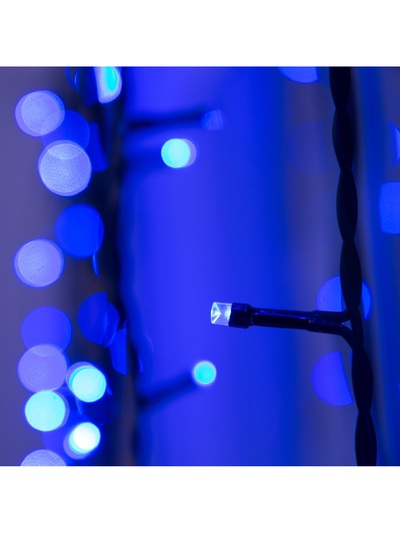 Гирлянда «Занавес» 2×9 м, IP44, УМС, тёмная нить, 1800 LED, свечение синее, 220 В