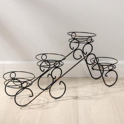 Подставка для цветов «Фиалка-4», d=16 см, цвет чёрный