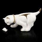 Сувенир керамика "Кот с мышкой" белый, со стразами, 9х14,5х6,4 см - Фото 2