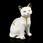 Сувенир керамика "Белый кот в ошейнике" со стразами, 10,7х7,3х4,8 см - Фото 1
