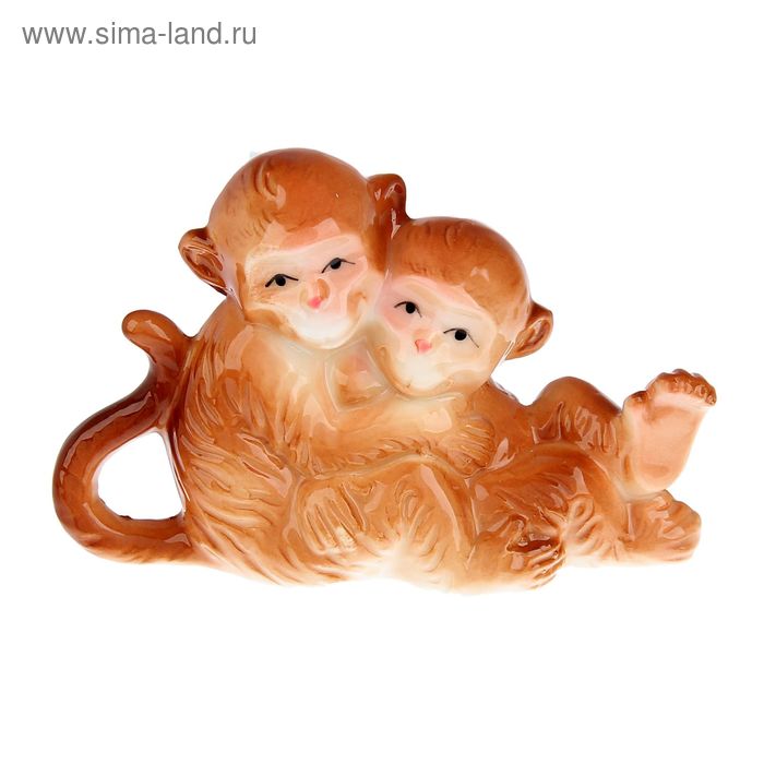 Сувенир керамика "Ласковые обезьянки" 7х10,9х4,6 см - Фото 1