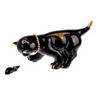 Сувенир керамика "Кот с мышкой" черный, со стразами, 9х14,5х6,4 см - Фото 2
