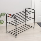 Подставка для обуви, 3 яруса, 65×30×48 см, цвет чёрный - Фото 3