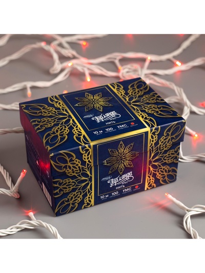 Гирлянда «Нить» 10 м, IP44, УМС, белая нить, 100 LED, свечение красное, 220 В