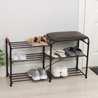 Подставка для обуви с сиденьем, 3 яруса, 89×30×48 см, цвет медный антик - Фото 1