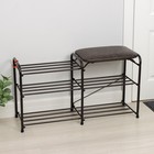 Подставка для обуви с сиденьем, 3 яруса, 89×30×48 см, цвет медный антик - Фото 2