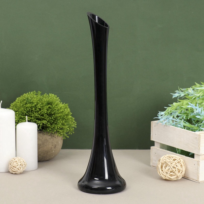 Ваза «Пять вечеров», 150 мл, d=2.5 см, 30×9 см, стекло, чёрная глянцевая - Фото 1