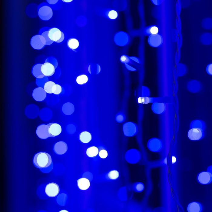 Гирлянда «Занавес» 2 × 9 м, IP44, УМС, белая нить, 1800 LED, свечение синее, 220 В - фото 1899474726