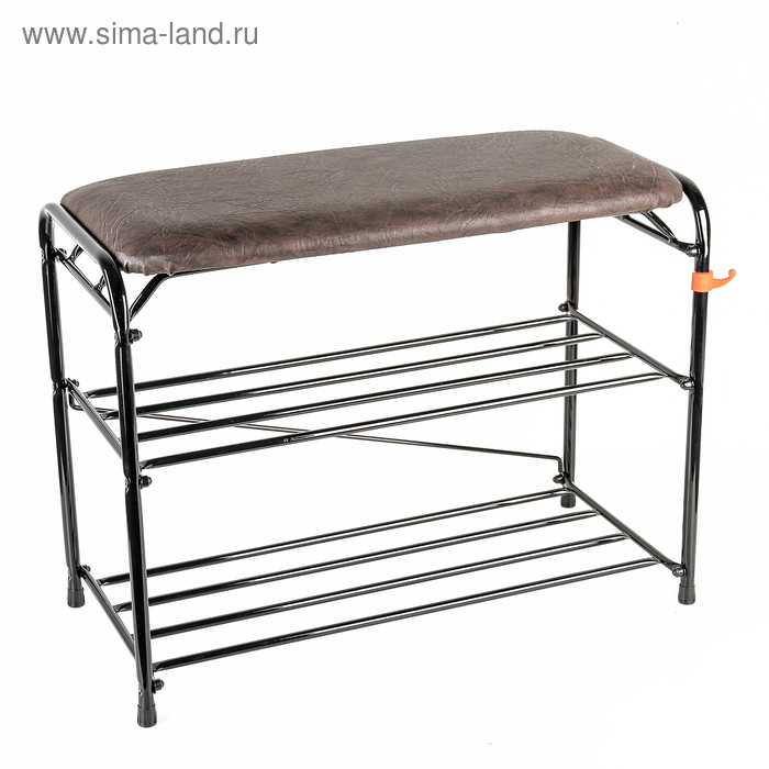 Подставка для обуви с сиденьем, 3 яруса, 65×30×48 см, цвет чёрный