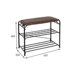 Подставка для обуви с сиденьем, 3 яруса, 65×30×48 см, цвет чёрный - Фото 5