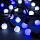 Гирлянда «Нить» 10 м с насадками «Шарики 1.5 см», IP44, тёмная нить, 100 LED, свечение бело-синее, мигание, 220 В - фото 300111994