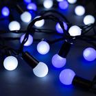 Гирлянда «Нить» 10 м с насадками «Шарики 1.5 см», IP44, тёмная нить, 100 LED, свечение бело-синее, мигание, 220 В - фото 317875894