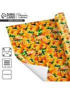 Упаковочная бумага на Новый год «Мандарины», 70×100 см, глянцевая - Фото 1