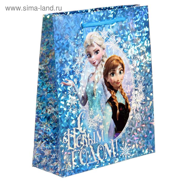 Пакет голография вертикальный "С Новым годом", Холодное сердце, 23 х 27 см - Фото 1