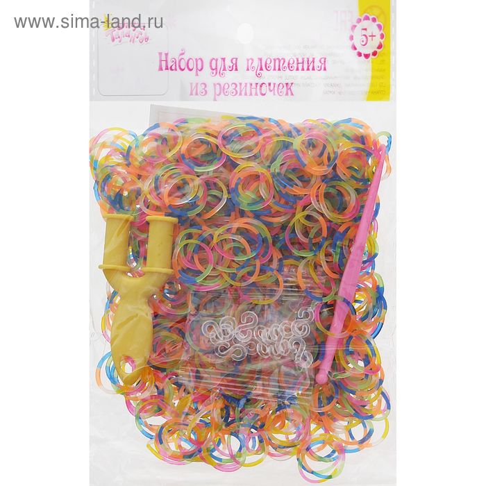 Резиночки для плетения цветомикс, набор 1000 шт., крючок, крепления, пяльцы - Фото 1
