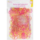 Резиночки для плетения розово-жёлтые, набор 1000 шт., крючок, крепления, пяльцы - Фото 2