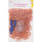 Резиночки для плетения оранжево-фиолетовые, набор 1000 шт., крючок, крепления, пяльцы - Фото 3