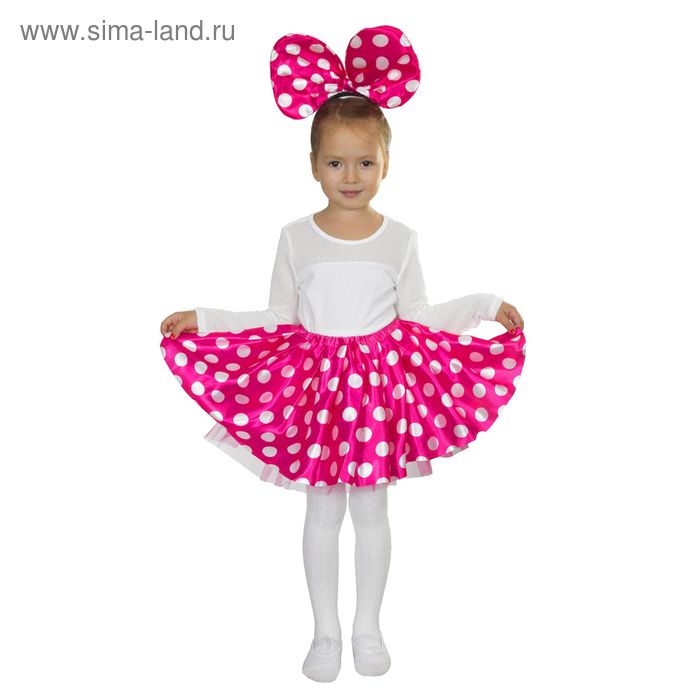 Карнавальный набор "Девчушка", 2 предмета: ободок, юбка, цвет малиновый (3-6 лет) - Фото 1