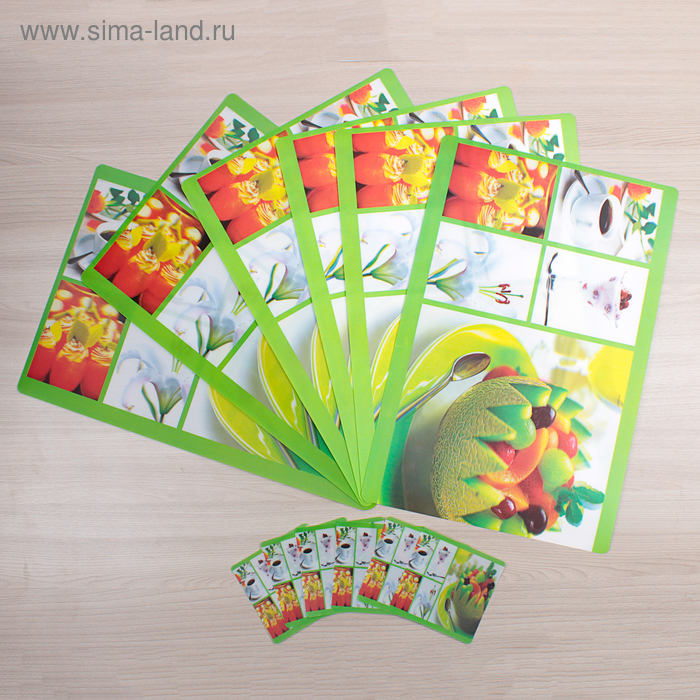 Набор салфеток сервировочных на стол Real 3D «Фруктовая тарелка», 12 шт: (6 шт - 41×27 см), (6 шт - 10×10 см) - Фото 1