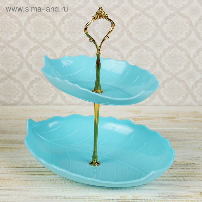 Этажерка-фруктовница «Лист», 2 яруса, 24×18×20 см, цвет МИКС - Фото 1