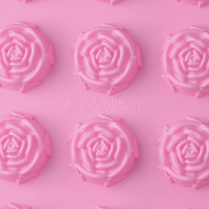 Форма для выпечки Доляна «Цветы. Роза», силикон, 29,5×17,5 см, 15 ячеек (d=4,2 см), цвет МИКС - фото 1906798087
