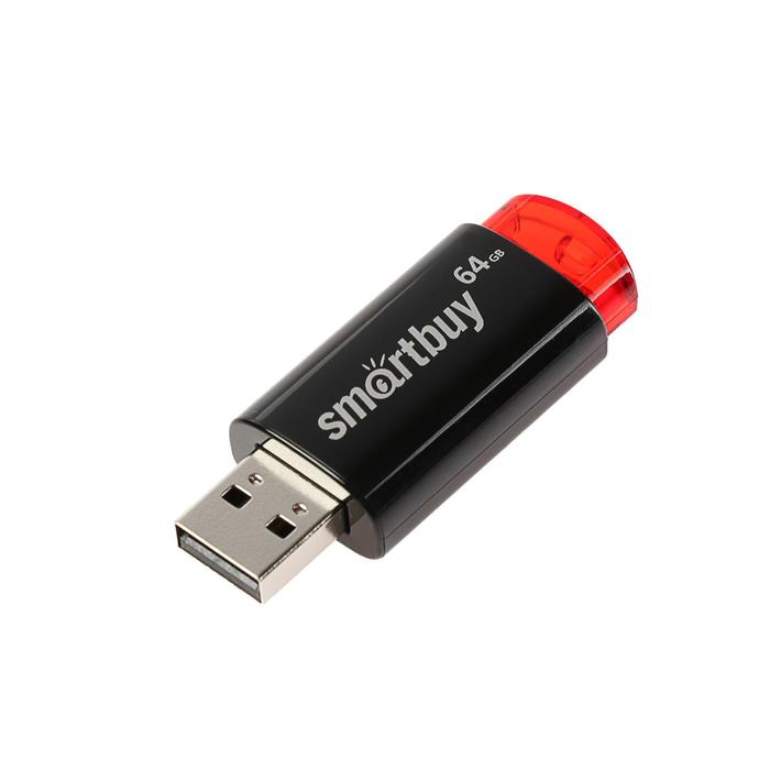 Флешка Smartbuy Click, 64 Гб, USB2.0, чт до 25 Мб/с, зап до 15 Мб/с, чёрная - фото 51292481