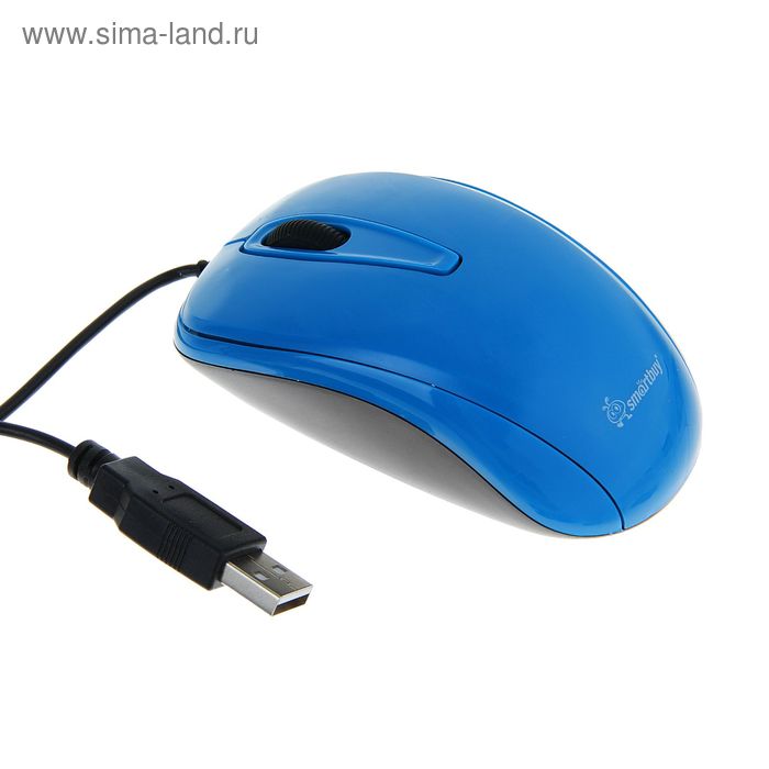 Мышь Smartbuy 310, беспроводная, оптическая, 1000 dpi, провод 1.6 м, USB, голубая - Фото 1