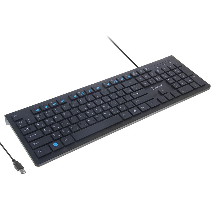 Клавиатура Smartbuy 206 Slim, проводная, мембранная, 104 клавиши, USB, чёрная - Фото 1