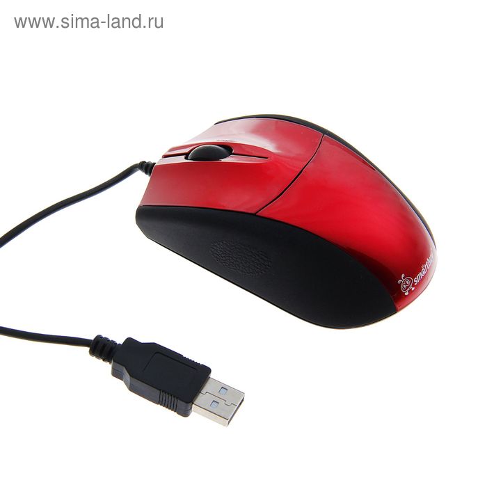 Мышь Smartbuy 325, проводная, оптическая, 1000 dpi, провод 1.5 м, USB, красная - Фото 1