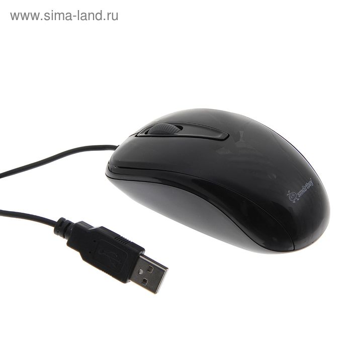 Мышь Smartbuy 310, беспроводная, оптическая, 1000 dpi, провод 1.6 м, USB, черная - Фото 1