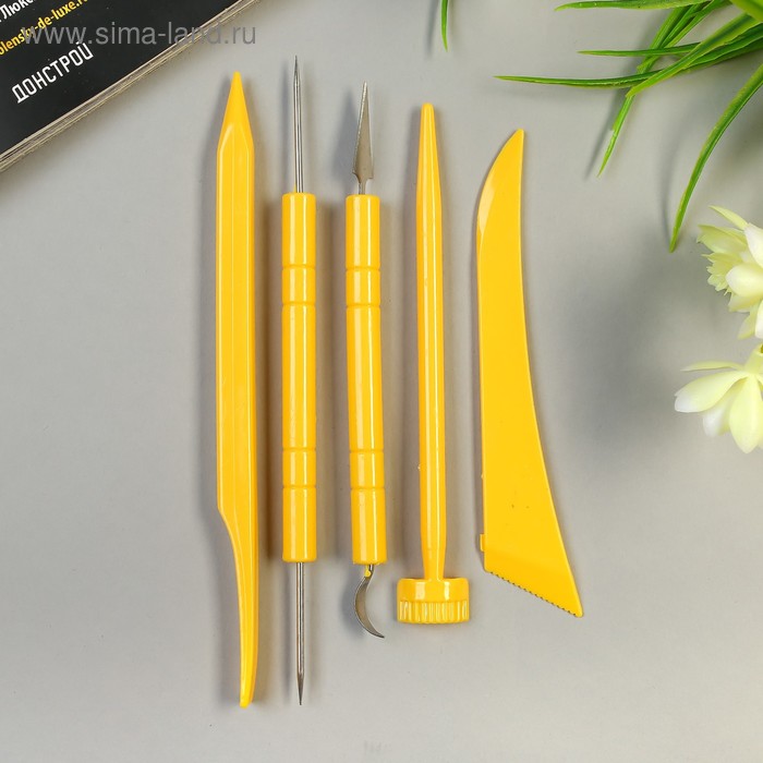 Набор инструментов для моделирования 5 предметов пластик, металл 22х9,5 см - Фото 1