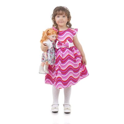 Платье нарядное для девочки "Розовая волна в белый горошек", рост 110-116 см (5 лет)