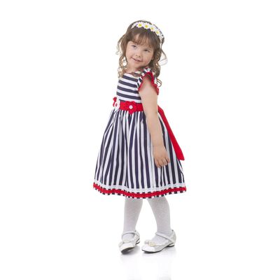 Платье нарядное для девочки "Морячка", рост 128-134 см (8 лет)