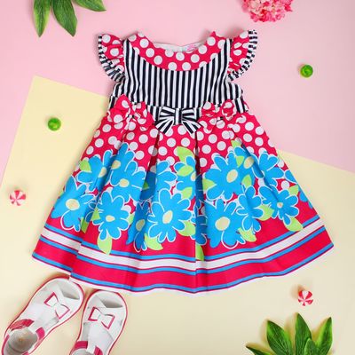 Платье для девочки "Голубые цветы", рост 92-98 см (2 года), цвет розовый