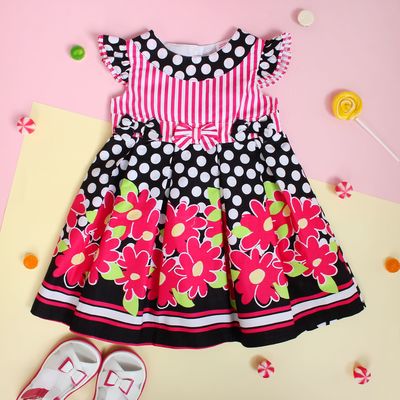 Платье для девочки "Малиновые цветы", рост 80-86 см (1,5 года), цвет чёрный