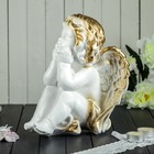 Статуэтка "Ангел мечтающий" белая, с золотистым декором, 26 см - Фото 2