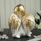 Статуэтка "Ангел мечтающий" белая, с золотистым декором, 26 см - Фото 3