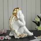 Статуэтка "Ангел мечтающий" белая, с золотистым декором, 26 см - Фото 4